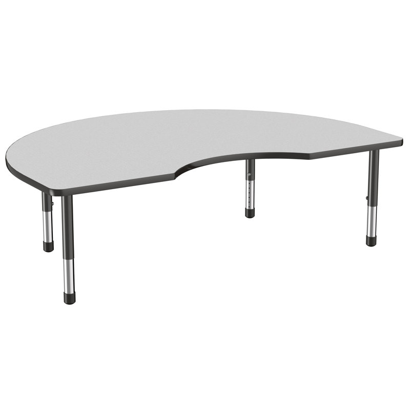 Table d'activité thermofusionnée 48 po x 72 po avec pieds épais réglables - gris / noir, Gris/noir