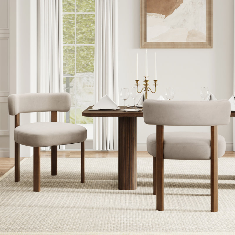 Upholstered Solid Wood Dining Chair Side Chair, Camel