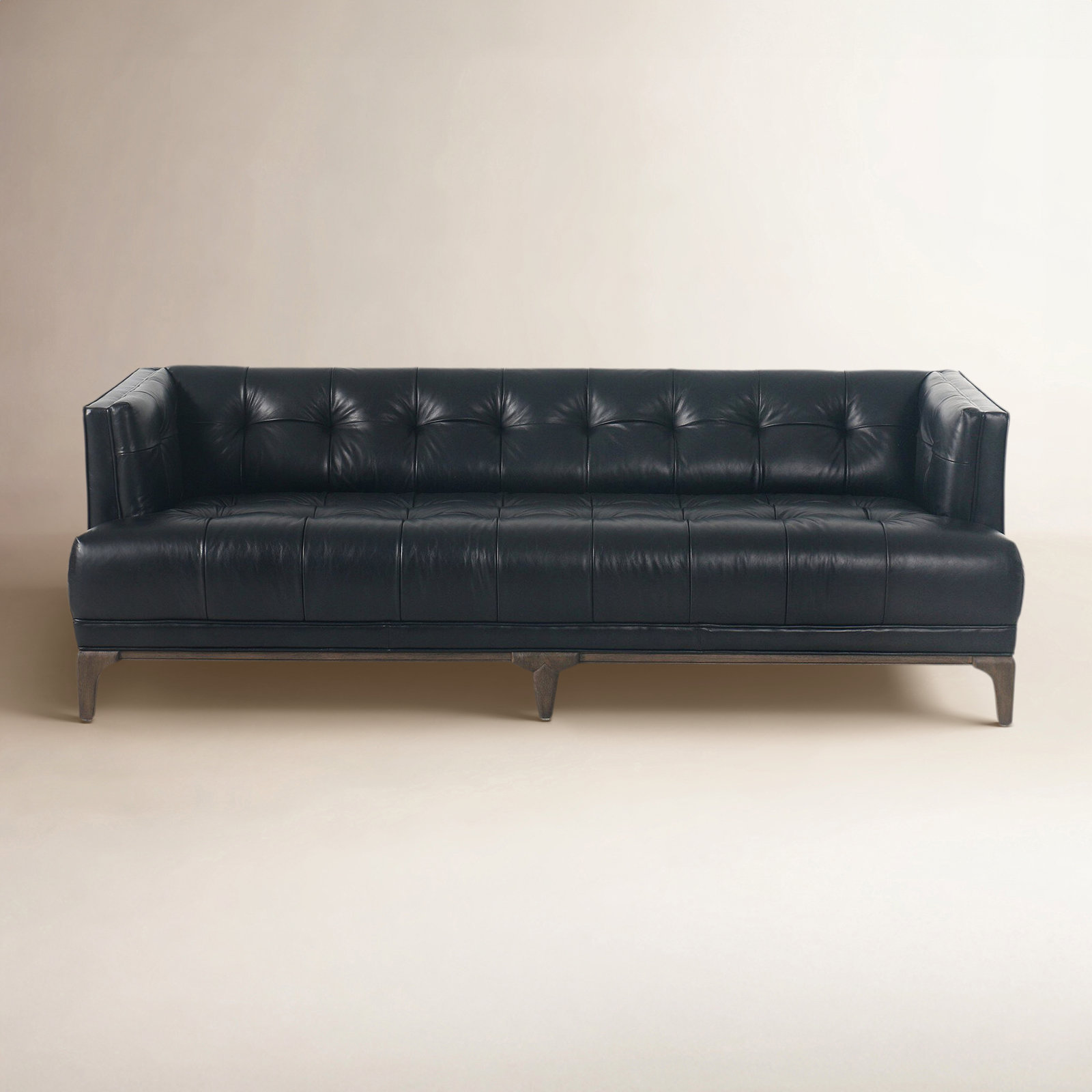 Alix 78" Genuine Leather Sofa, Rider Black Genuine Leather