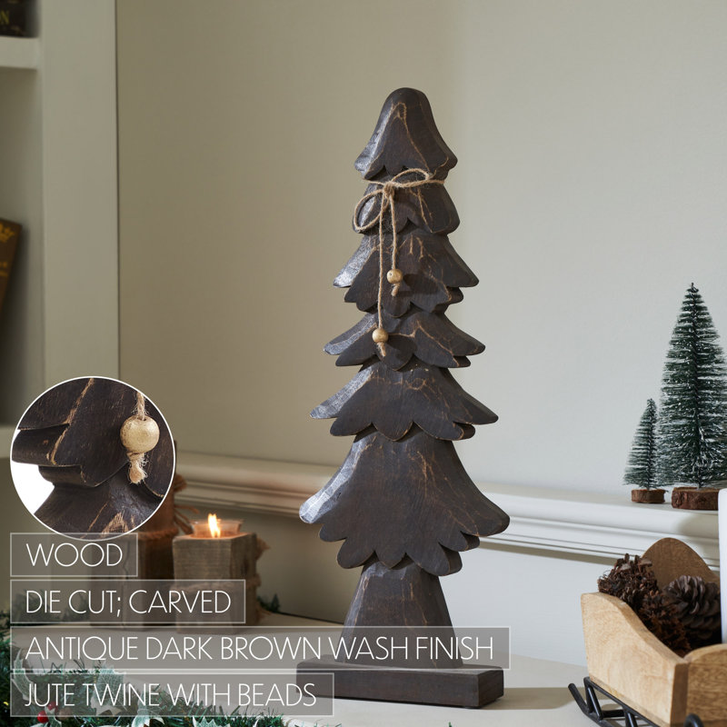 Tidings Timber Dark Wooden Tree, 21" H x 8" W x 2" D