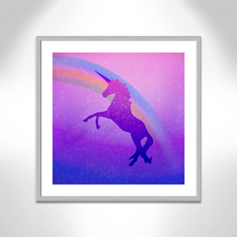 « licorne 2 », art encadré, H 27,5 po x l 27,5 po x P 1,19 po, Encadré de boîte argent