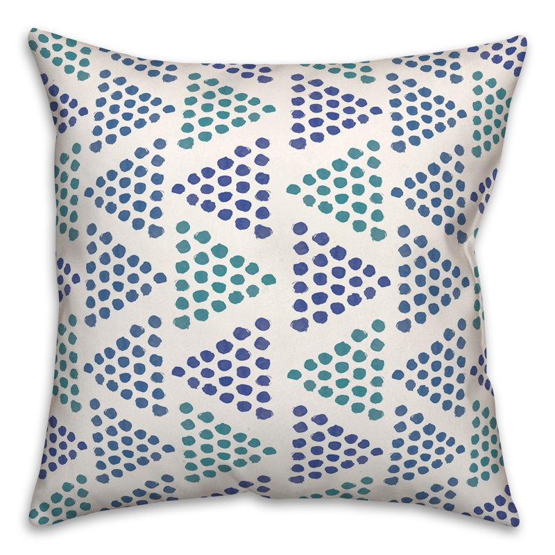  Coussin décoratif intérieur / extérieur en polyester à pois, Bleu, H 18 po x l 18 po