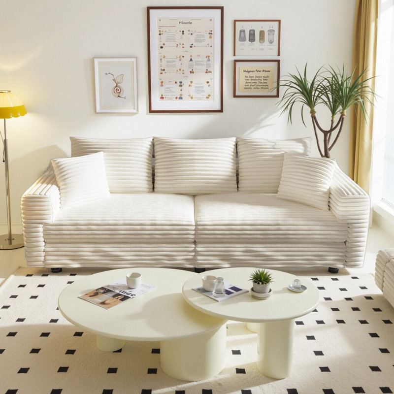 Canapé 82,7 po en velours côtelé 82,7 po, Beige