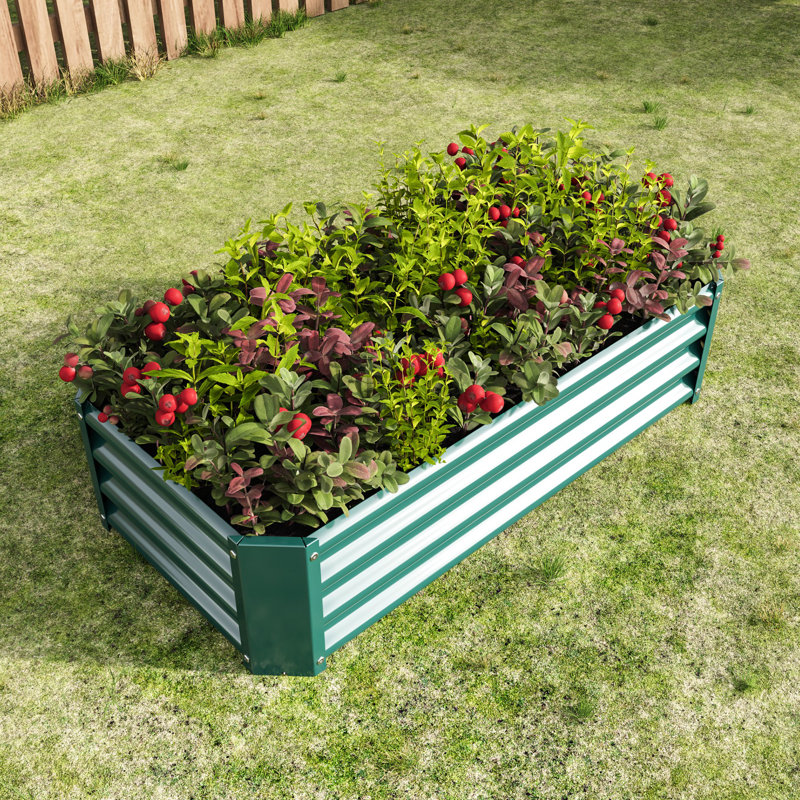 Metal Raised Planter 421Ft Rectangle Bed For Vegetables, Plants, , - Rust Herbs, Easy Assembly, Proof