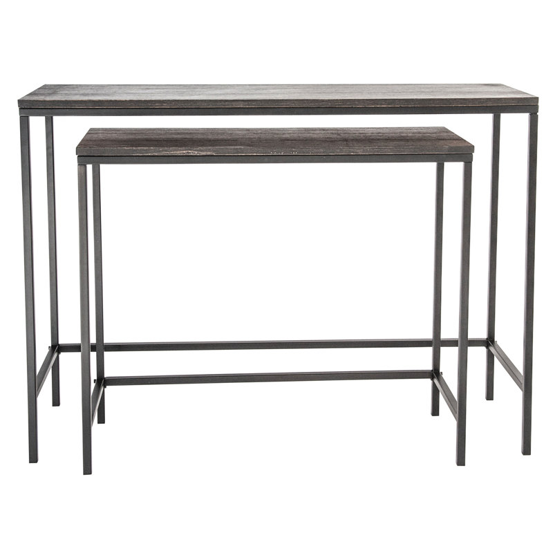  Solid Wood Frame Nesting Tables, Brown
