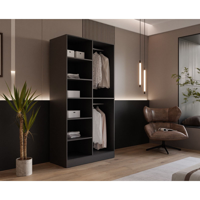 Manufactured Wood Wardrobe, Black Graphite