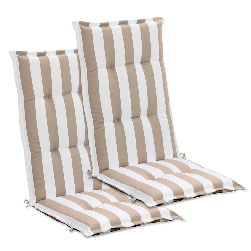  High Back Tufted Patio Chair Cushions Set of 2, Beige , 20.5" W x 18.5" D
