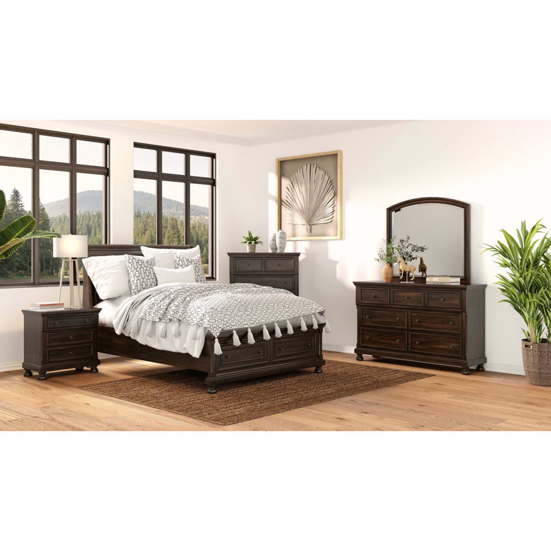 Dark Cherry Nightstand Two Drawer