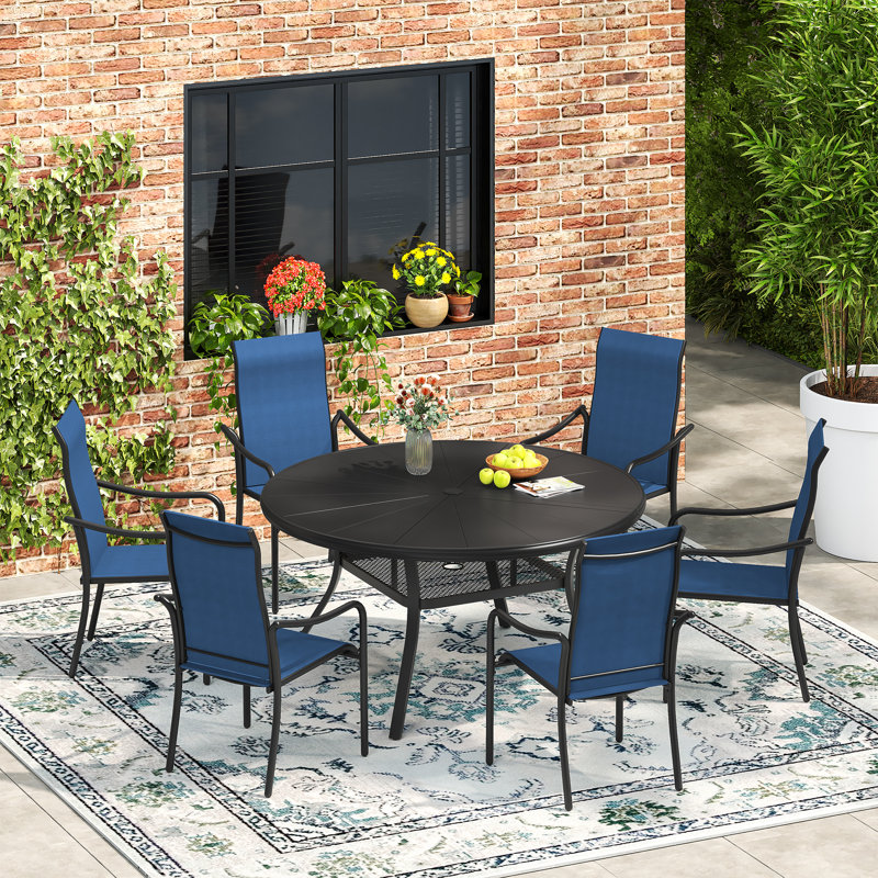Chaise de salle à manger d'extérieur empilable, Bleu