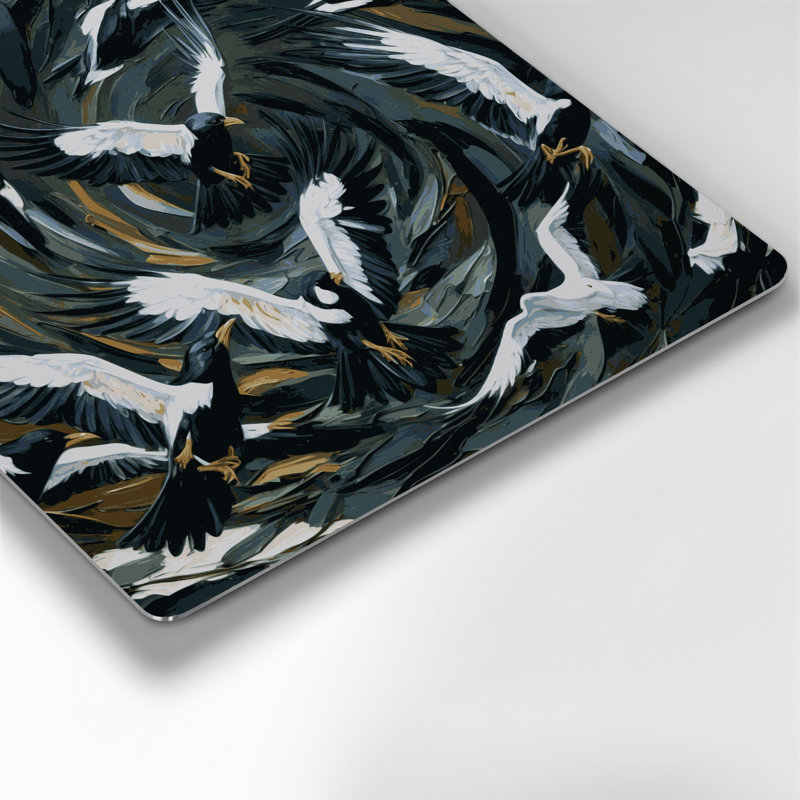 Oiseaux, art mural noir commun en métal, H 144 po x l 144 po x P 0,05 po