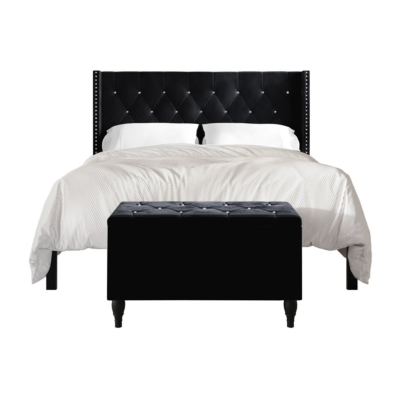 Falaq Solid Wood Piece Bedroom Set, Black, King
