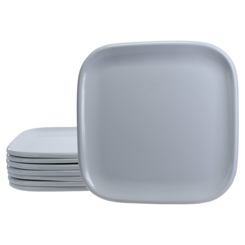 8-Piece, Impulse Square Dinner Plates, 10.23", White