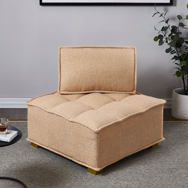 Canapé paresseux sans accoudoirs 31,4 po ParulParul, Tissu en peluche kaki