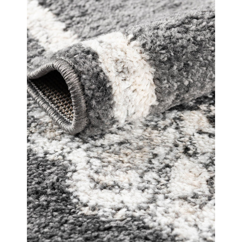 Tapis oriental gris en polypropylène de 5 pi x 5 pi Octagon, Octogone 5 pi x 5 pi