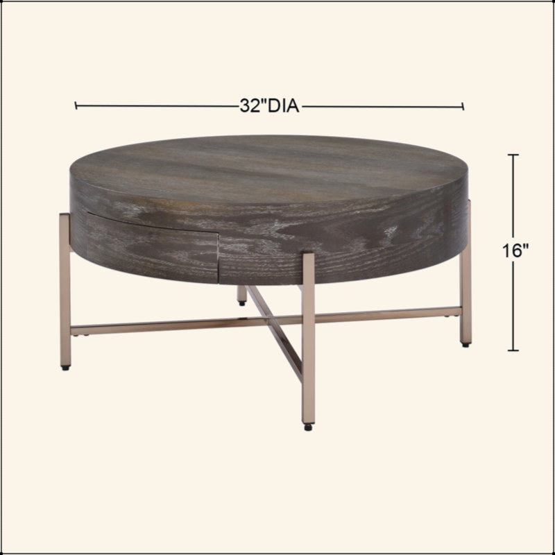 Drum Coffee Table With 1 Drawer