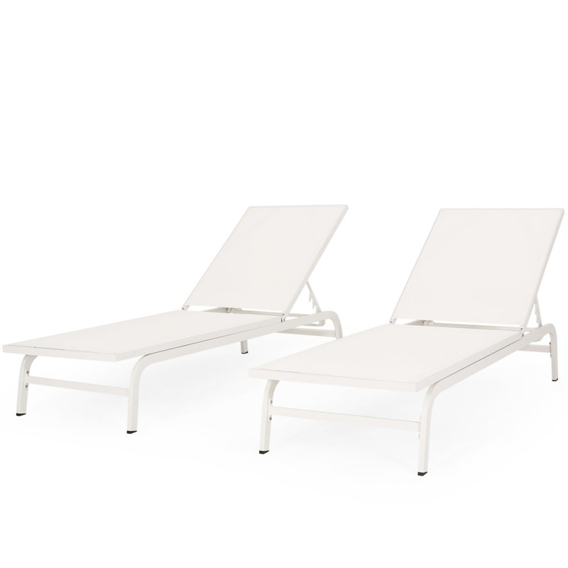 Outdoor Mesh Chaise Lounges  2  - White, Aluminum, Hand Crafted White Mesh, Handmade  2