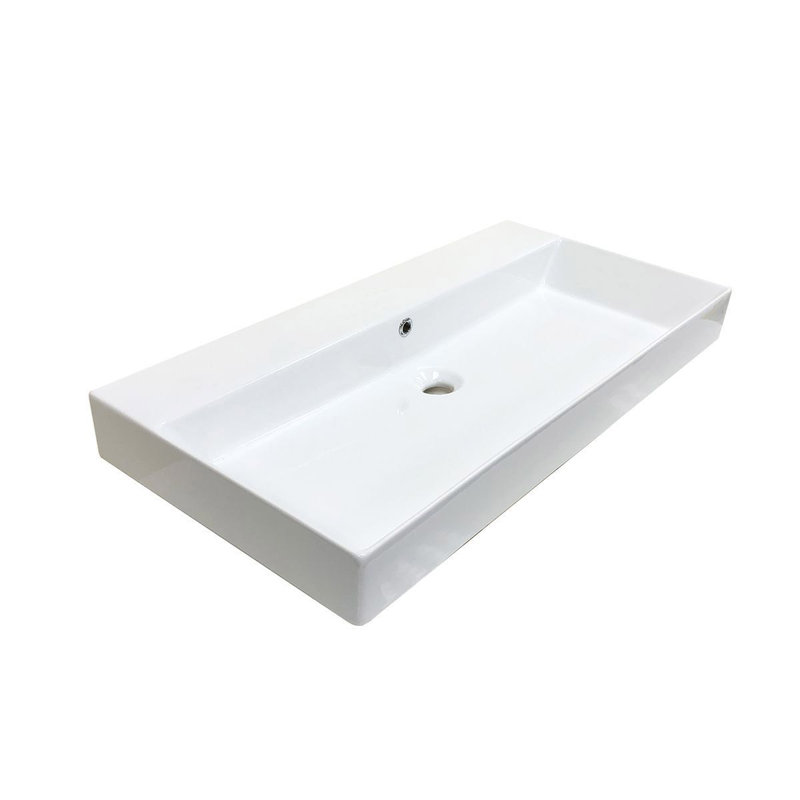 Energy 33.5'' L Bathroom Sink, Glossy White, No Faucet Hole