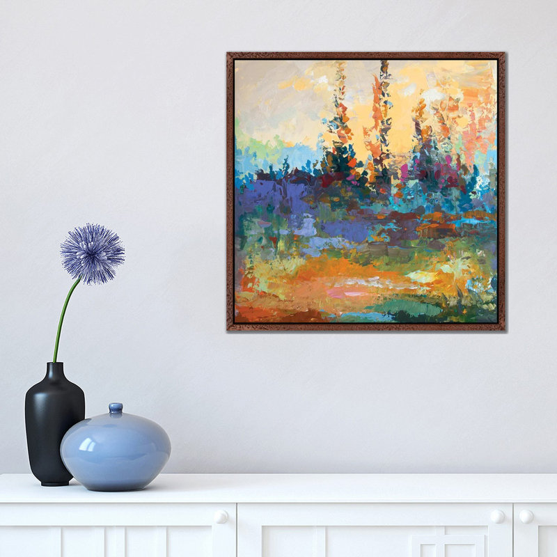 Inspiration by Leon Devenice - Painting on Canvas, 45.72 cm H x 45.72 cm W, Brown Floater Frame