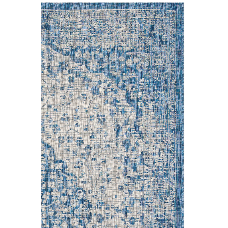 Tapis intérieur / extérieur bleu / beige Arneshia, Carré 6 pi 7 po