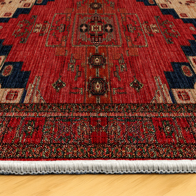 Tapis marocain en coton à imprimé machine Strawbridge, Rectangulaire 4 pi x 5 pi