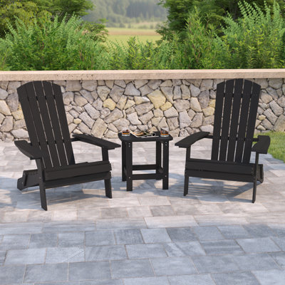 Balasi Indoor/Outdoor Folding Adirondack Chairs with Side Table