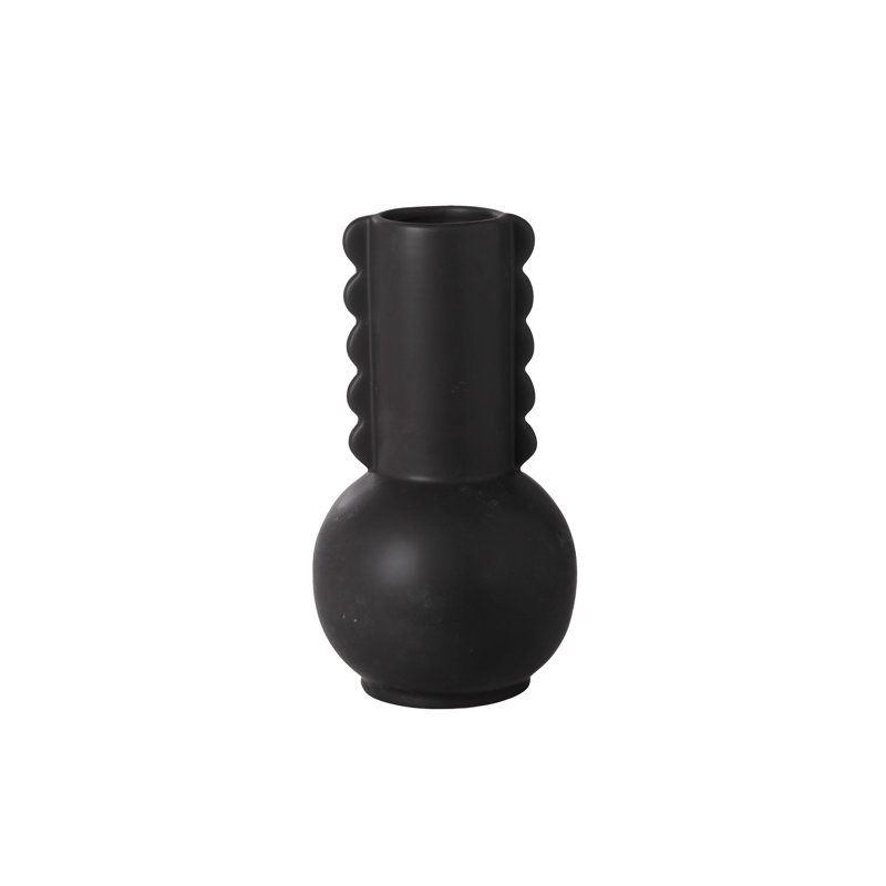 Vase en céramique, H 11,5 po x l 6,25 po x P 6,25 po, Noir