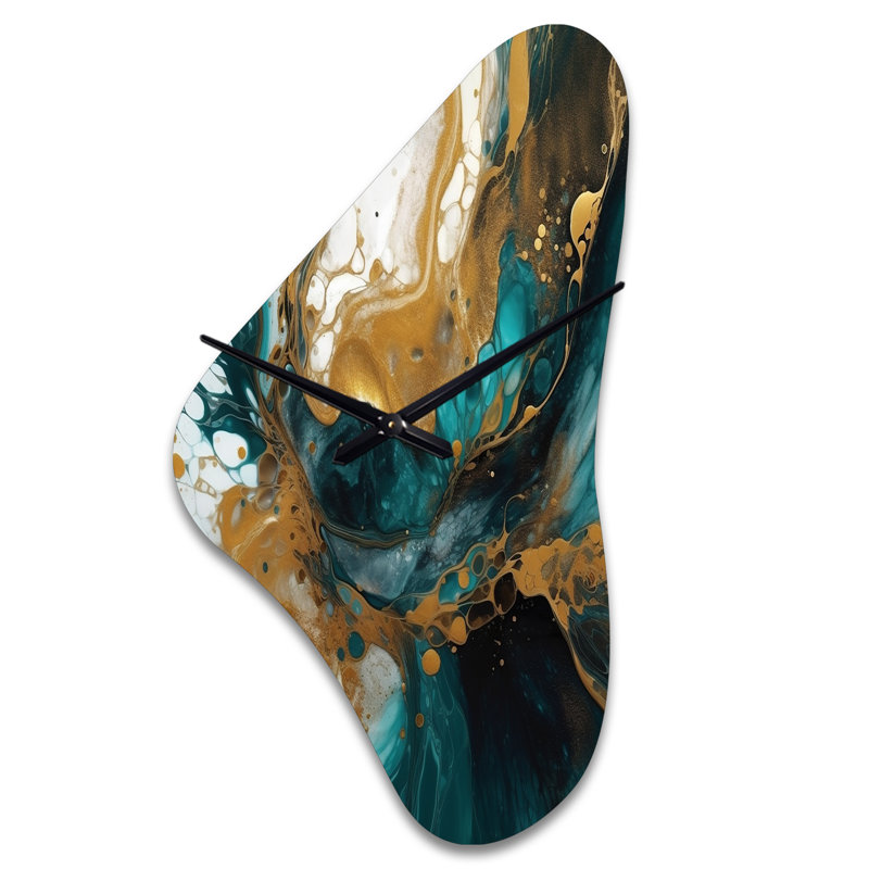 Yanai - Grande horloge murale turquoise - forme unique, Grand