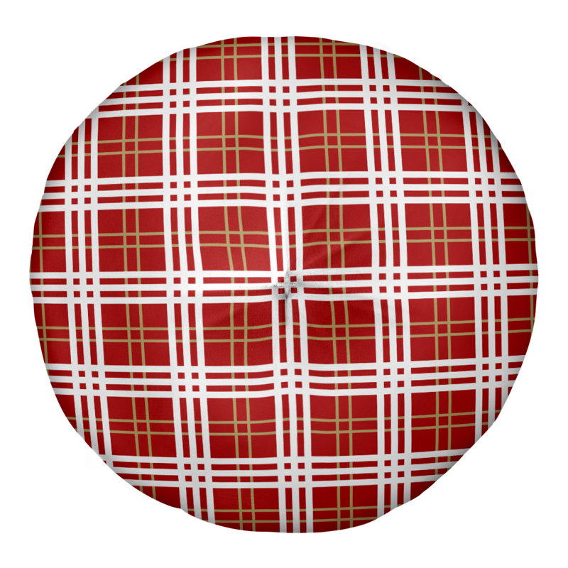 Housse de coussin ronde de luxe San Francisco, Rouge / or / blanc, 30 po x 30 po