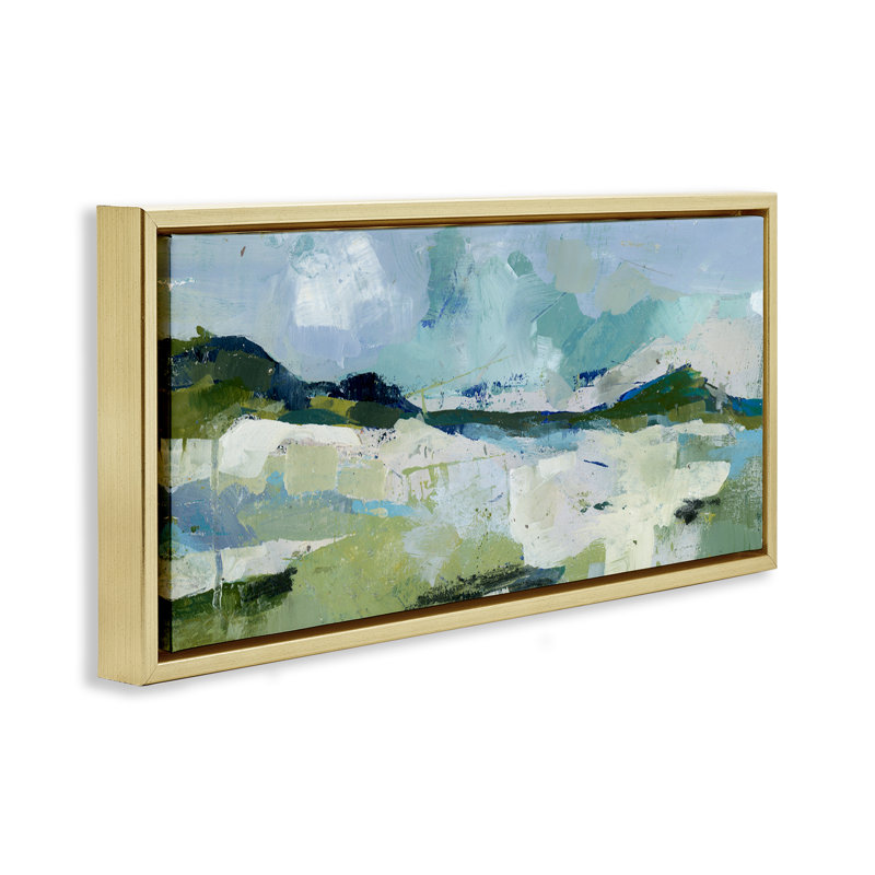 «Restless Landscape Impression» par Donna Weathers, Cadre flottant métallique doré, H 14 po x l 31 po