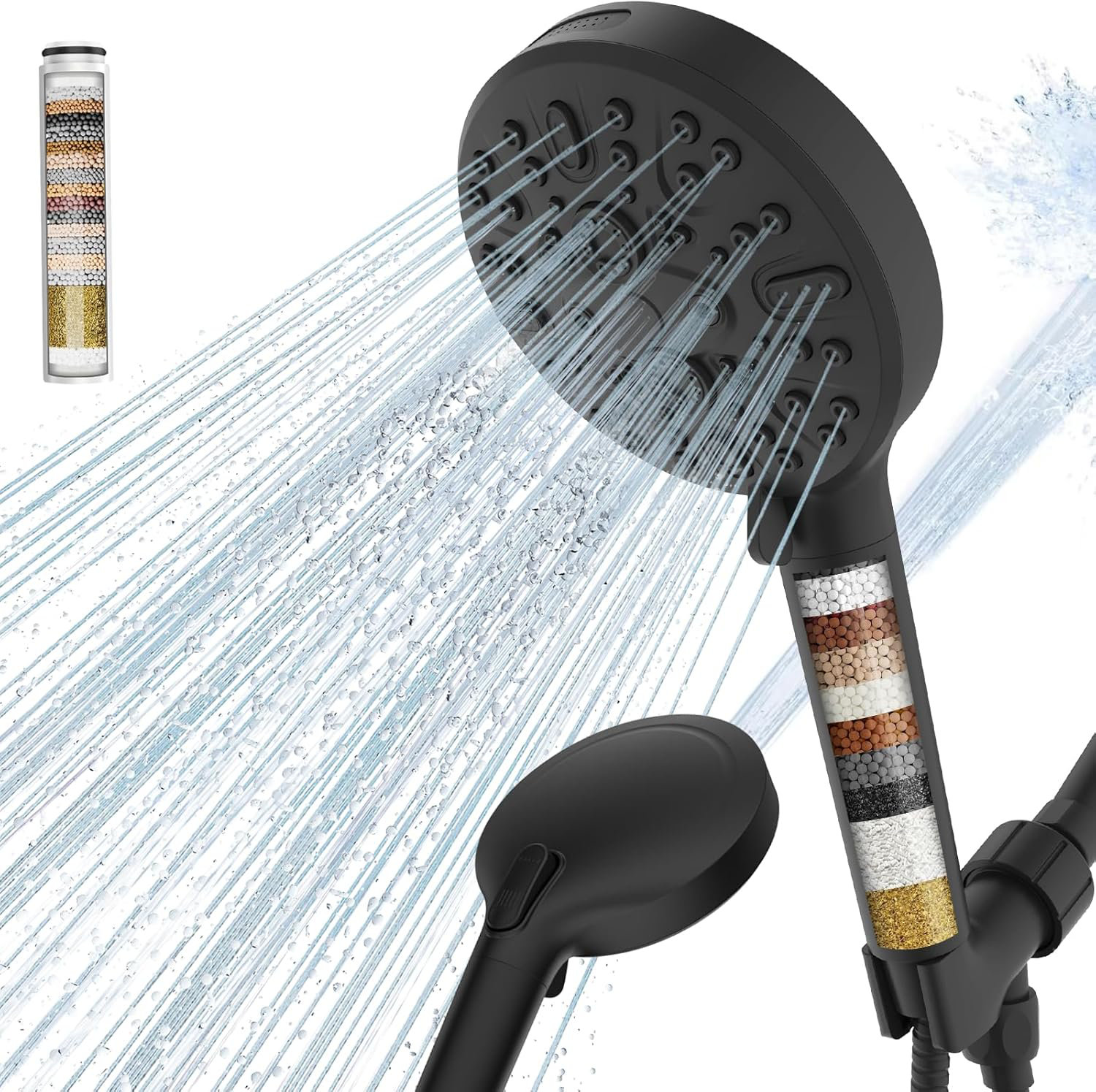 FETLOD Filtered Shower Head, High Pressure 9 Spray Mode Handheld Shower ...