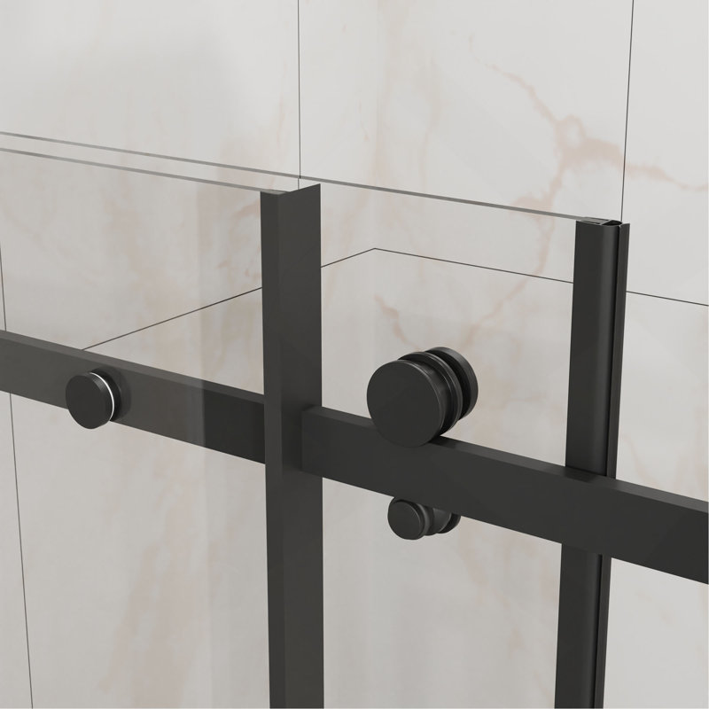 48" W x 72" H Sliding Shower Door, Frameless Sleek Glass Shower Door, 1/4" (6mm) Thick Tempered Clear Glass with Easy-clean Coating, Stainless Steel Hardware