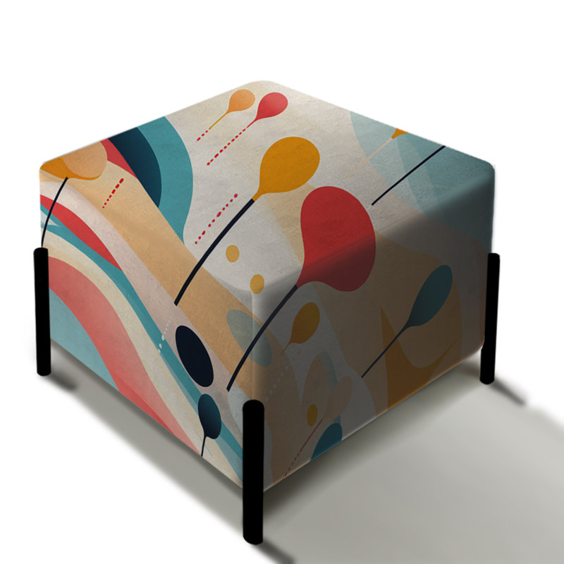 Doux vague de neutralité multicolore abstraite - repose-pieds carré abstrait