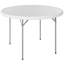White Folding Camping Table, Round Outdoor Picnic Table with Powder-Coated Metal Frame, 120cm
