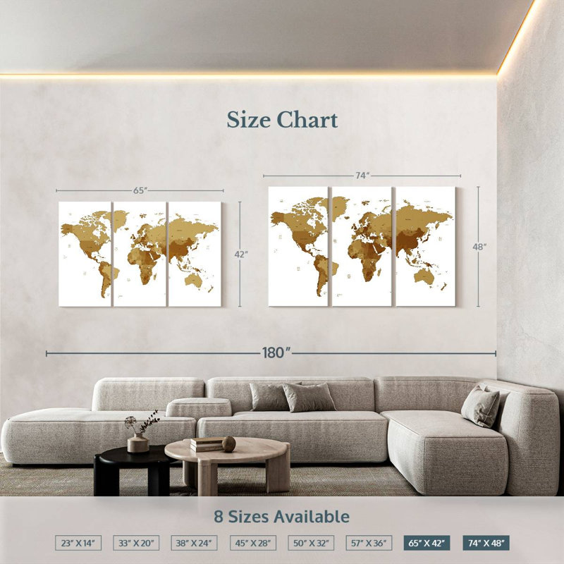 Carte du monde Aliaz, H 42 po x l 65 po