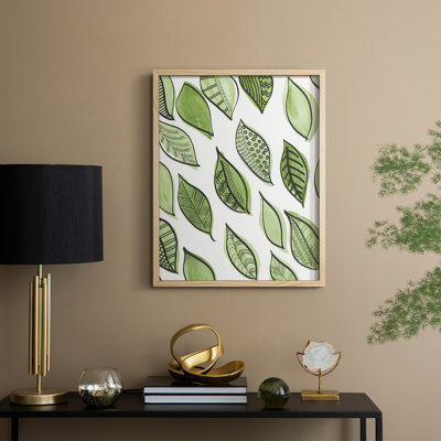 Patterned Leaf Shapes IV Framed Print - Solid Wood