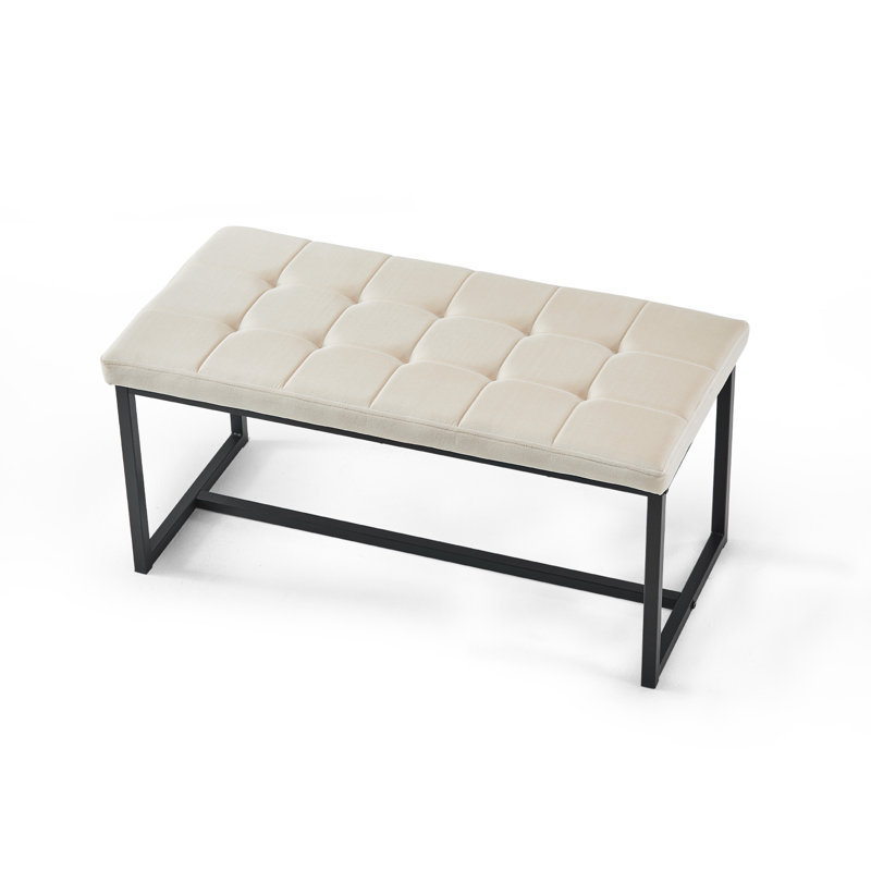 Marigolde Velvet Upholstered Bench, Beige