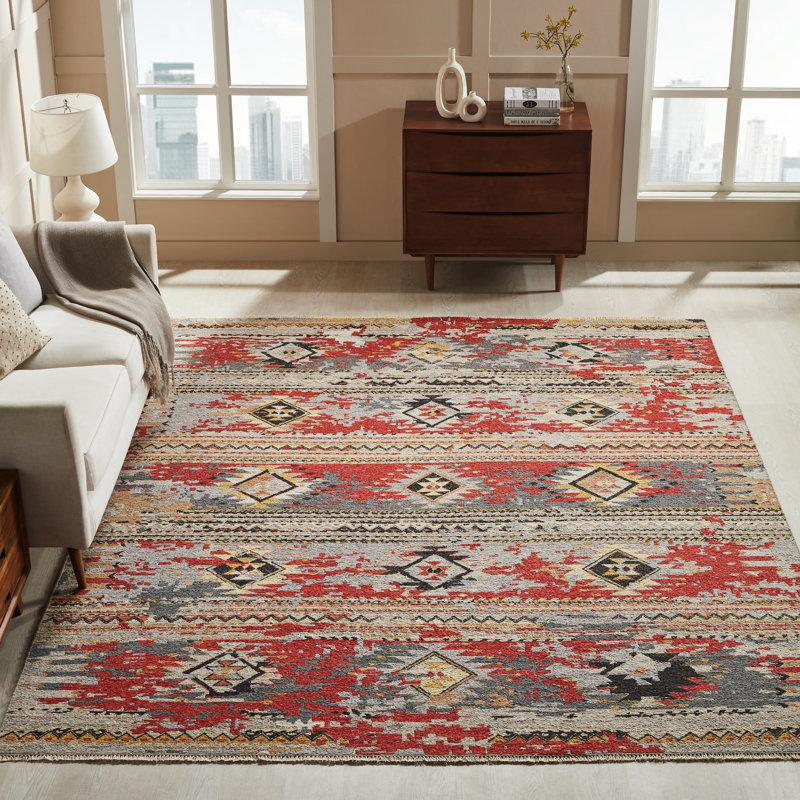 Zahara Hand Knotted Wool Area Rug, Rectangle 10' x 14'