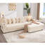 Canapé modulaire en L 110,75 po, canapé modulaire en velours côtelé, avec repose-pieds mobile, porte-gobelets, 8 coussins décoratifs, poche latérale, déplier dans un lit-1844824476