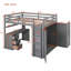 Lit mezzanine avec tiroirs, bureau et garde-robe-129345150