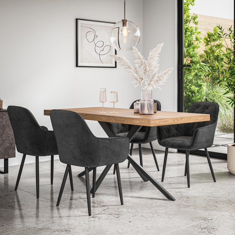 Agretha Dining Set, Oak/Black/Black