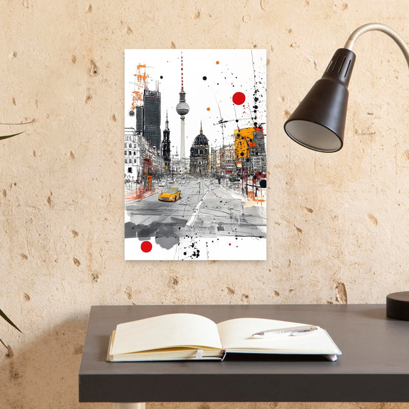 Vibrant Berlin City Modern Vibrant Abstract Architecture City Wall Art Print 1 Piece Wrapped Canvas Wall Art