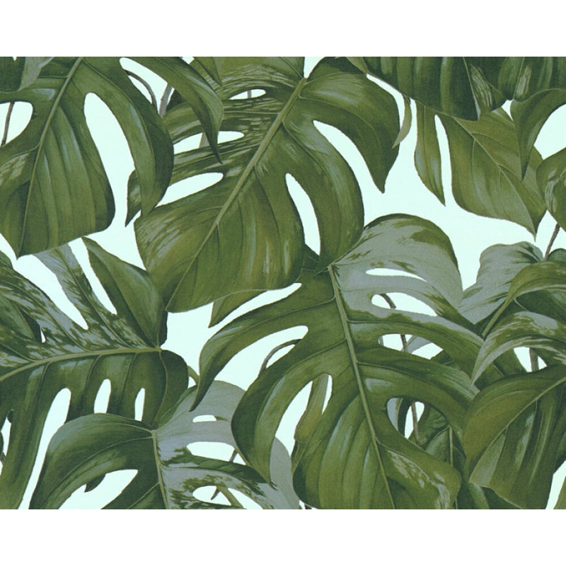 Rouleau de papier peint texturé L 33 pi x l 21 po, Blanc / vert / menthe