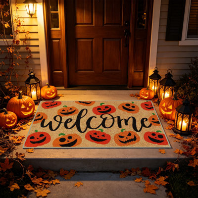 Halloween Decor Halloween Welcome Coir Doormat Pumpkin Ghost Front Door Mat Non Slipss Outdoor Indoor Rug For Fall Harvests Holiday Porch Entryway Hom