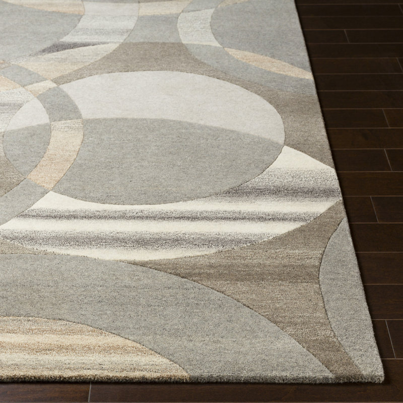 Tapis gris / brun clair en laine touffeté à la main Arja, Rectangle 12 pi x 15 pi