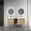 Meuble-lavabo mural 60 po avec lavabo d'art en céramique et 1 tablette de rangement, porte à fermeture en douceur