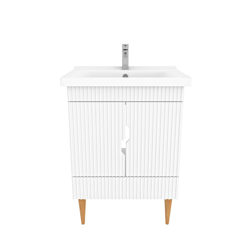 Sahra Single Bathroom Vanity with Ceramic Basin, 60cm, White