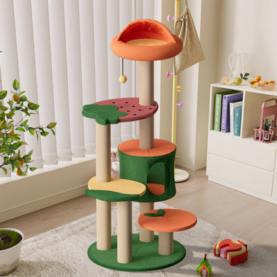 Arbre à chat XL 52 po amélioré pour l'intérieur, tour à chat pour grands chats avec poteaux à griffer, maisonnette moderne pour chat
