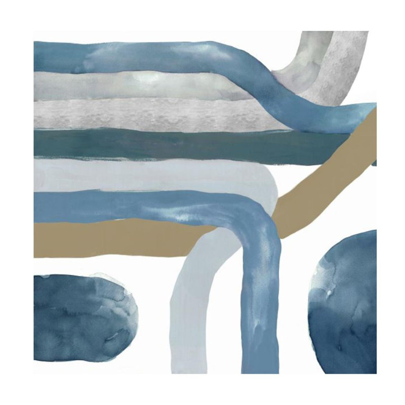 Blue Crossing II Painting by Janice Sadler, Glass Coat, 36" H x 36" W