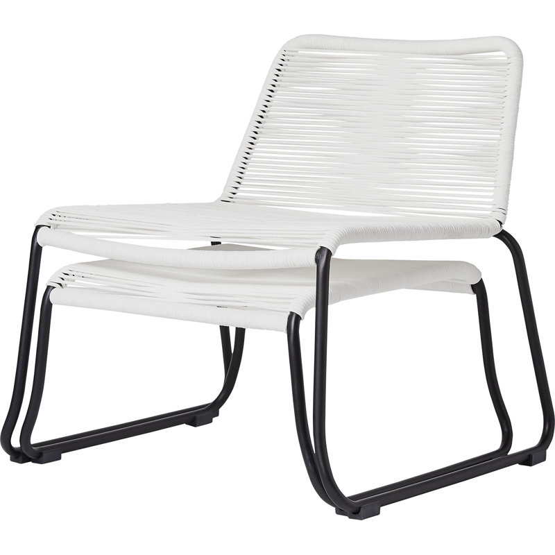 Huron Patio Chair with Ottoman, White Cord