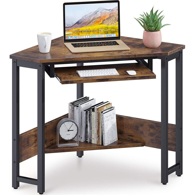 Bureau d'ordinateur de coin 28,3 po Villada, Brun / noir